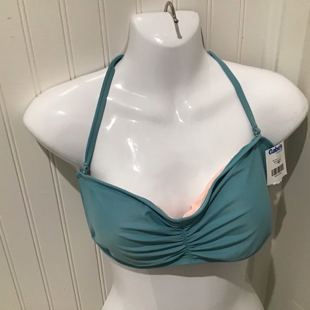 Swim Top, Large, Aqua, Pink lining. NWT by Mae